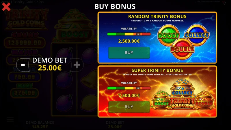 Trinity Gold Coins - buy bonus screen